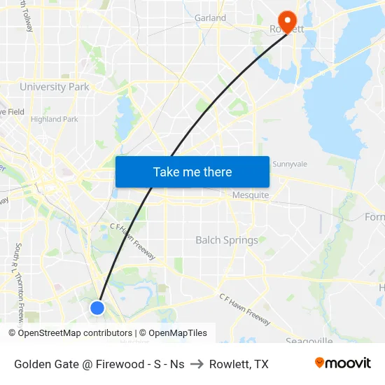 Golden Gate @ Firewood - S - Ns to Rowlett, TX map