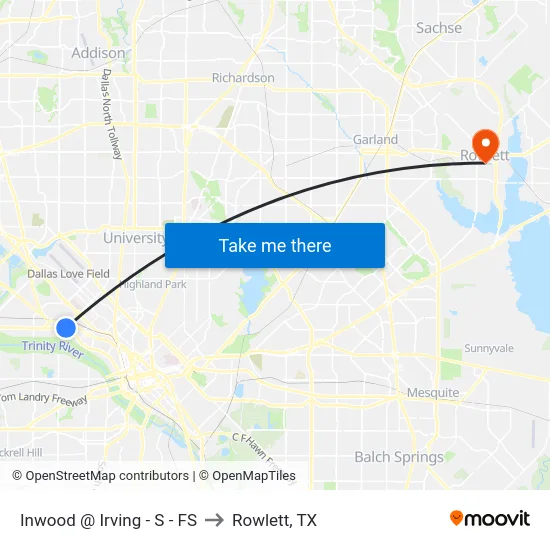 Inwood @ Irving - S - FS to Rowlett, TX map