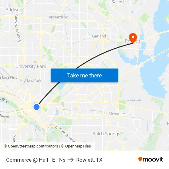 Commerce @ Hall - E - Ns to Rowlett, TX map