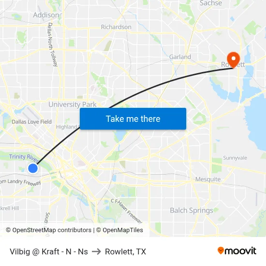 Vilbig @ Kraft - N - Ns to Rowlett, TX map