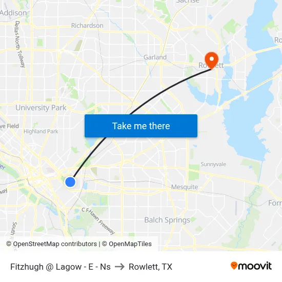 Fitzhugh @ Lagow - E - Ns to Rowlett, TX map