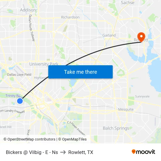 Bickers @ Vilbig - E - Ns to Rowlett, TX map