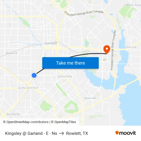Kingsley @ Garland - E - Ns to Rowlett, TX map