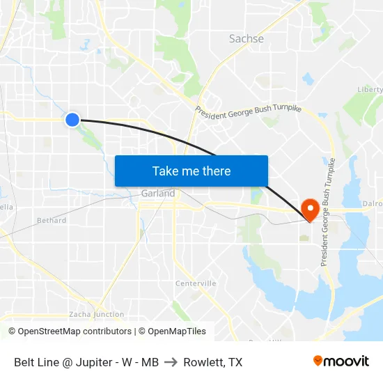 Belt Line @ Jupiter - W - MB to Rowlett, TX map