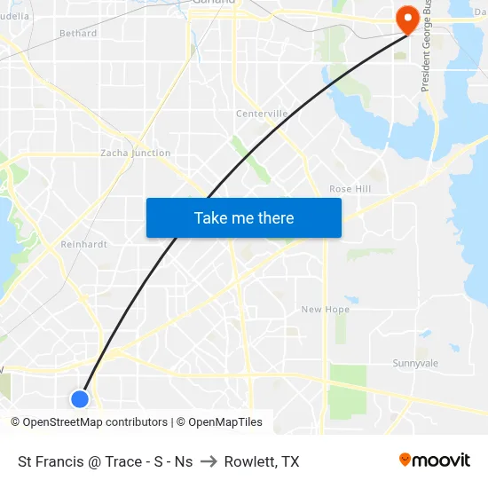 St Francis @ Trace - S - Ns to Rowlett, TX map
