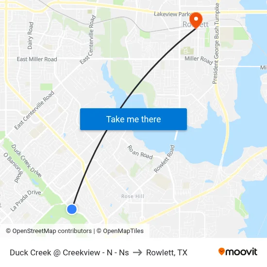 Duck Creek @ Creekview - N - Ns to Rowlett, TX map