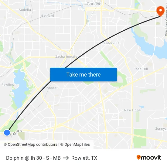 Dolphin @ Ih 30 - S - MB to Rowlett, TX map