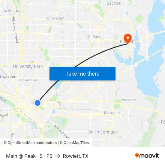 Main @ Peak - S - FS to Rowlett, TX map