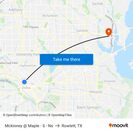 Mckinney @ Maple - S - Ns to Rowlett, TX map