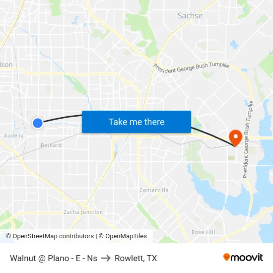 Walnut @ Plano - E - Ns to Rowlett, TX map