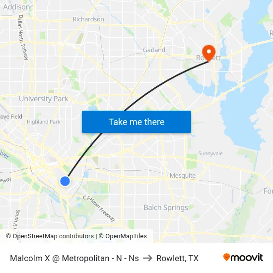 Malcolm X @ Metropolitan - N - Ns to Rowlett, TX map