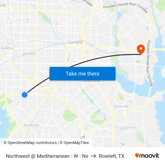 Northwest @ Mediterranean - W - Ns to Rowlett, TX map