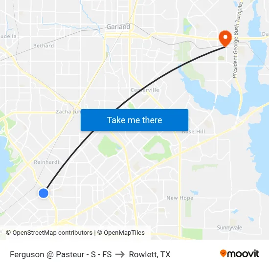 Ferguson @ Pasteur - S - FS to Rowlett, TX map