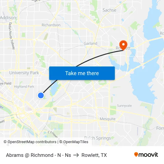Abrams @ Richmond - N - Ns to Rowlett, TX map