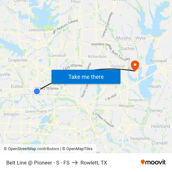 Belt Line @ Pioneer - S - FS to Rowlett, TX map