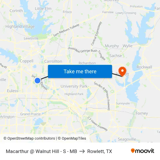 Macarthur @ Walnut Hill - S - MB to Rowlett, TX map