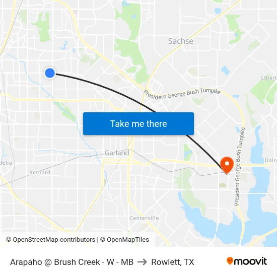 Arapaho @ Brush Creek - W - MB to Rowlett, TX map