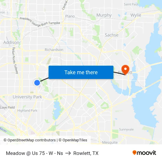 Meadow @ Us 75 - W - Ns to Rowlett, TX map