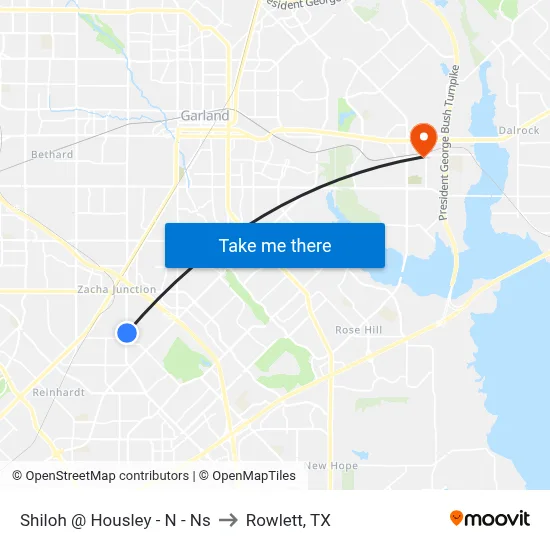 Shiloh @ Housley - N - Ns to Rowlett, TX map