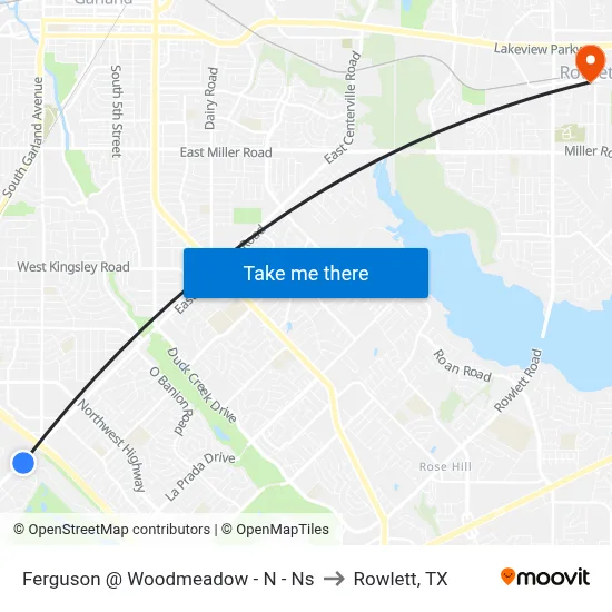 Ferguson @ Woodmeadow - N - Ns to Rowlett, TX map