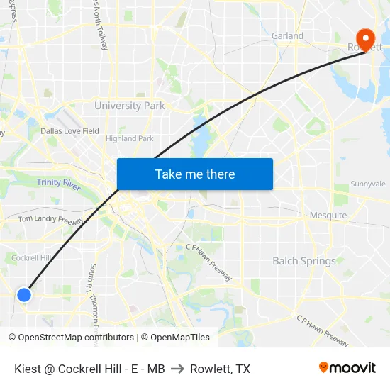 Kiest @ Cockrell Hill - E - MB to Rowlett, TX map