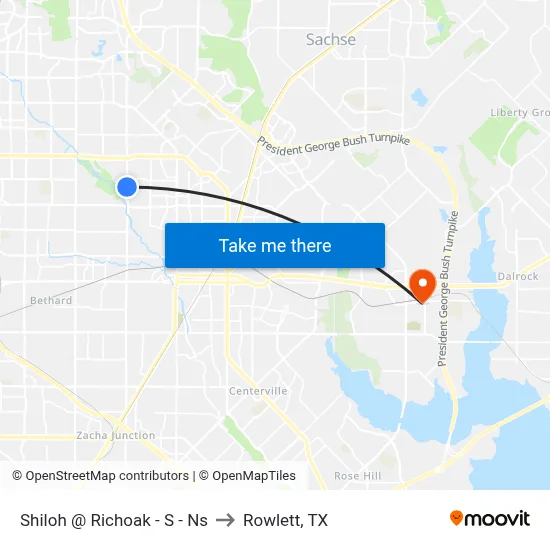 Shiloh @ Richoak - S - Ns to Rowlett, TX map