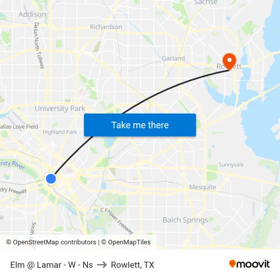 Elm @ Lamar - W - Ns to Rowlett, TX map