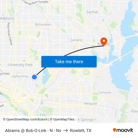 Abrams @ Bob-O-Link - N - Ns to Rowlett, TX map
