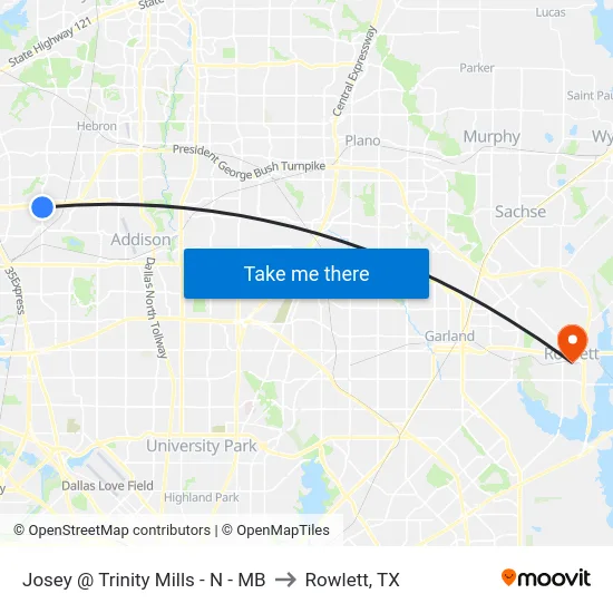 Josey @ Trinity Mills - N - MB to Rowlett, TX map