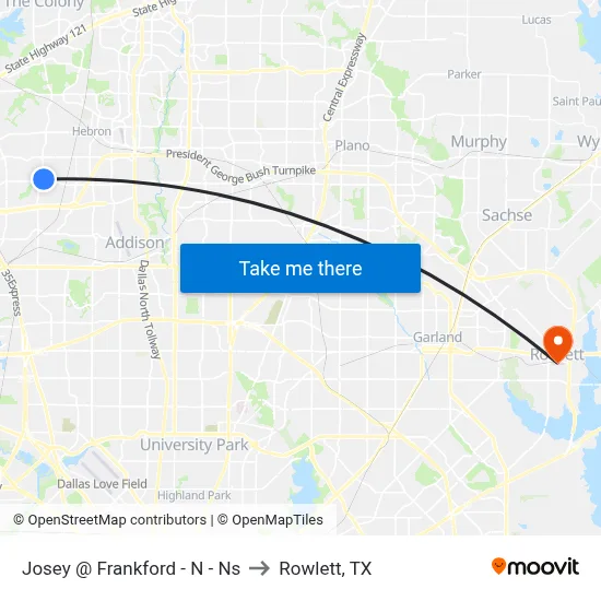 Josey @ Frankford - N - Ns to Rowlett, TX map
