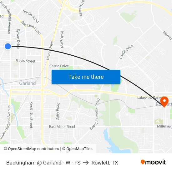Buckingham @ Garland - W - FS to Rowlett, TX map