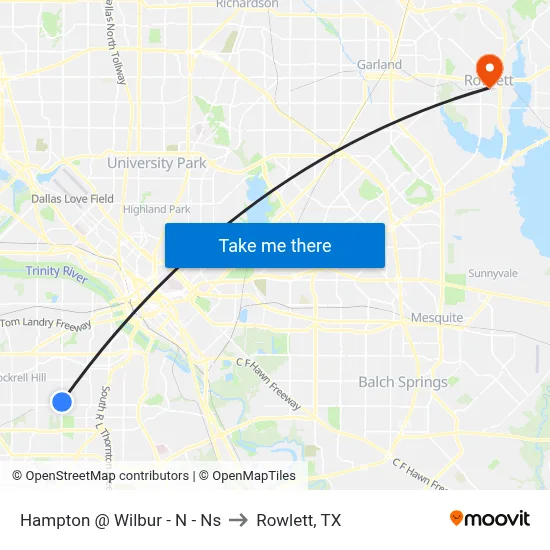 Hampton @ Wilbur - N - Ns to Rowlett, TX map