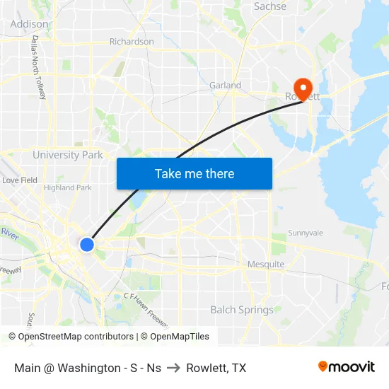 Main @ Washington - S - Ns to Rowlett, TX map
