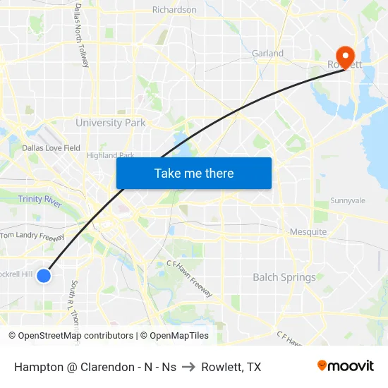 Hampton @ Clarendon - N - Ns to Rowlett, TX map