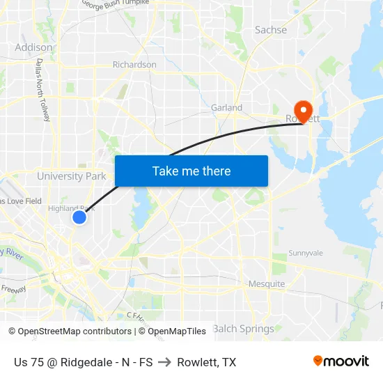 Us 75 @ Ridgedale - N - FS to Rowlett, TX map