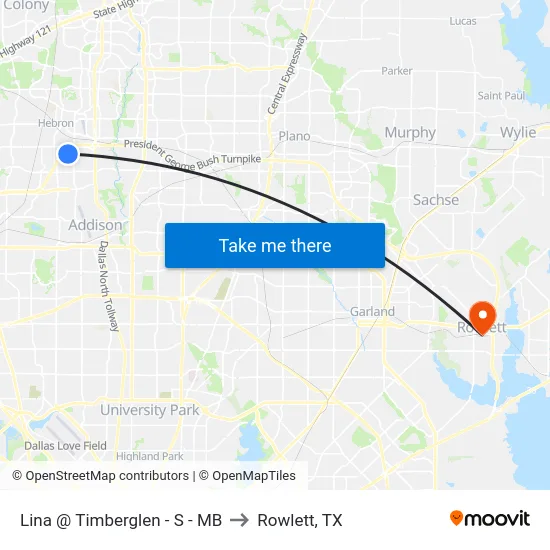 Lina @ Timberglen - S - MB to Rowlett, TX map