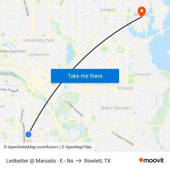 Ledbetter @ Marsalis - E - Ns to Rowlett, TX map