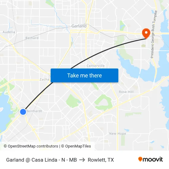 Garland @ Casa Linda - N - MB to Rowlett, TX map