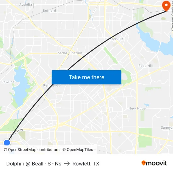 Dolphin @ Beall - S - Ns to Rowlett, TX map