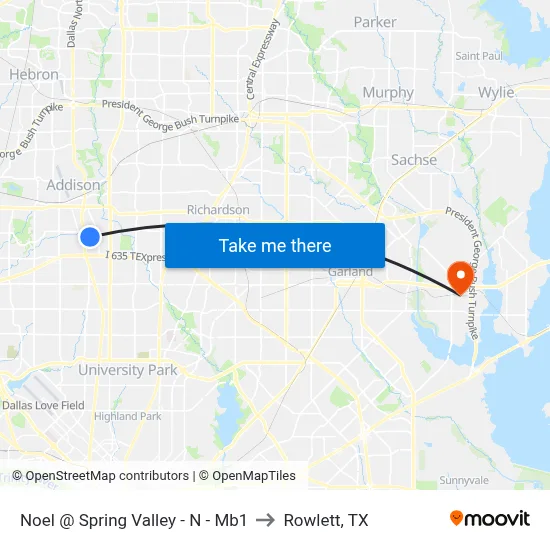 Noel @ Spring Valley - N - Mb1 to Rowlett, TX map