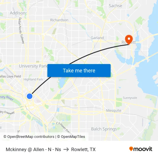 Mckinney @ Allen - N - Ns to Rowlett, TX map