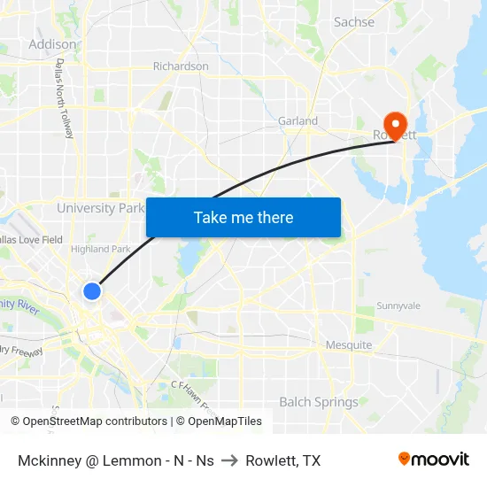 Mckinney @ Lemmon - N - Ns to Rowlett, TX map