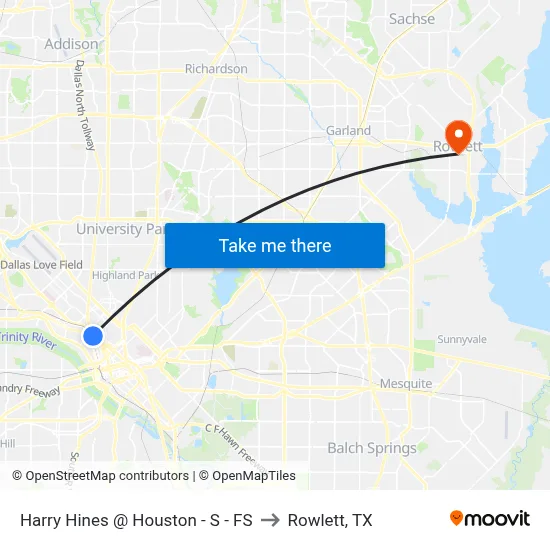 Harry Hines @ Houston - S - FS to Rowlett, TX map