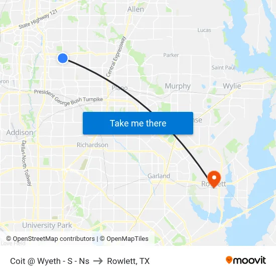 Coit @ Wyeth - S - Ns to Rowlett, TX map