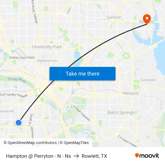 Hampton @ Perryton - N - Ns to Rowlett, TX map