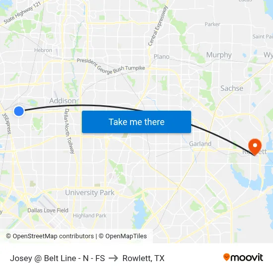 Josey @ Belt Line - N - FS to Rowlett, TX map