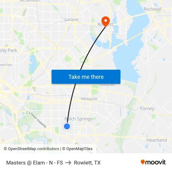 Masters @ Elam - N - FS to Rowlett, TX map