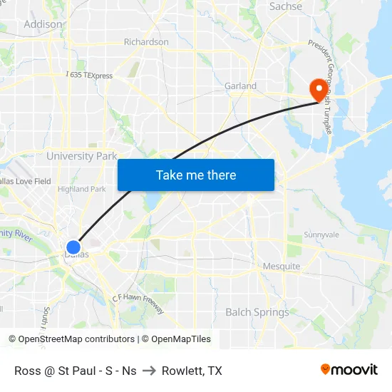 Ross @ St Paul - S - Ns to Rowlett, TX map