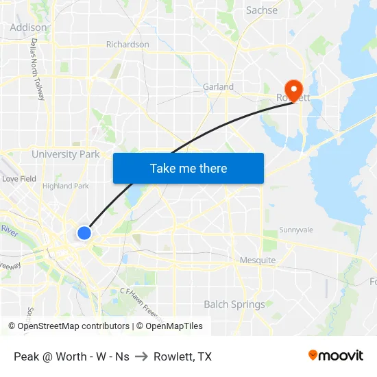Peak @ Worth - W - Ns to Rowlett, TX map