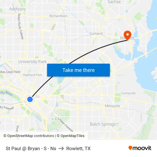 St Paul @ Bryan - S - Ns to Rowlett, TX map